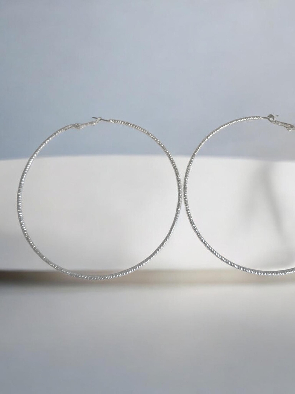 Silver Twisted Hoop Earrings - Women's Jewelry